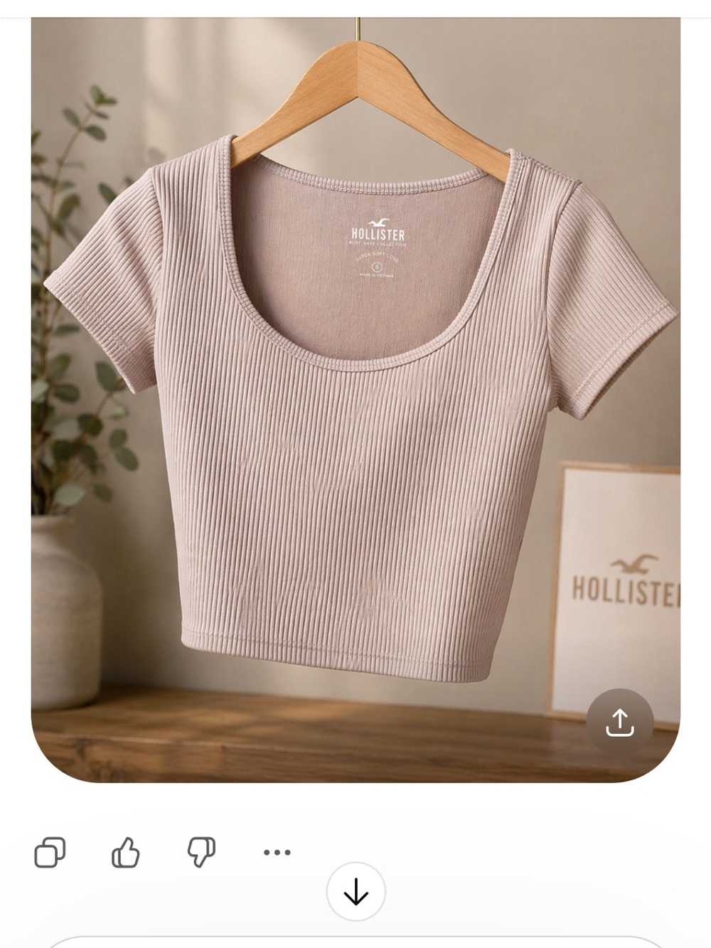Hollister Ribbed Scoop Crop Top - Rose